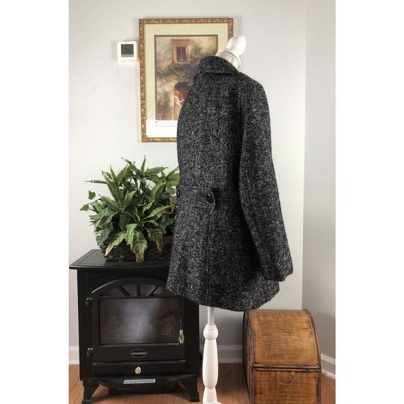 Kenneth Cole Wool Blend Peacoat Jacker Small White Black Speckled Double Bre - Picture 6 of 11
